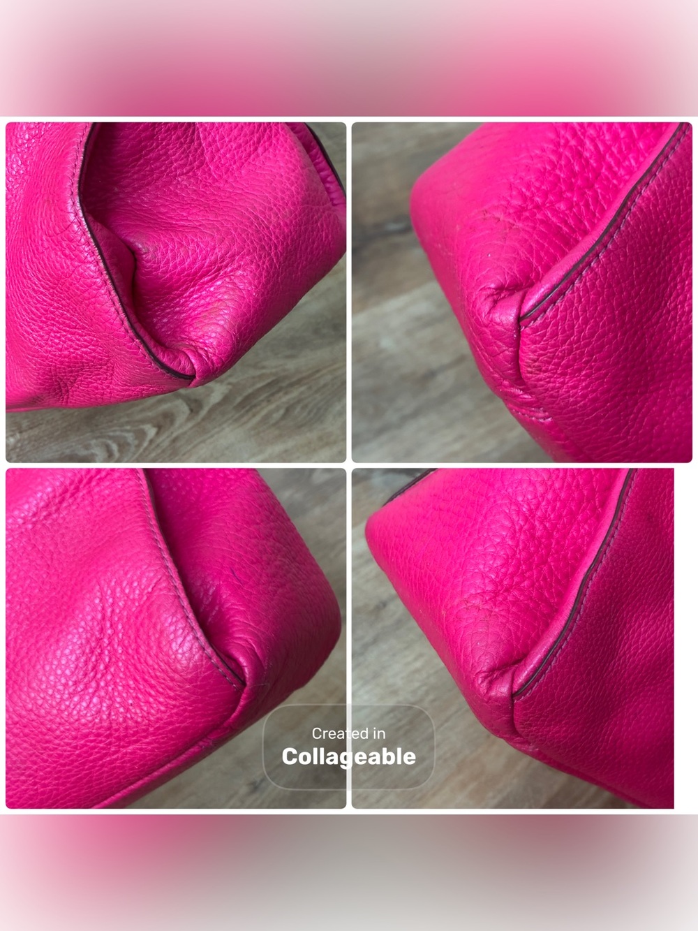 Coach Pink Pebbled Leather Satchel with Rainbow Chain EUC - Picture 7 of 16